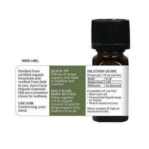 Aura Cacia, Organic Essential Oil, Holy Basil .25Oz