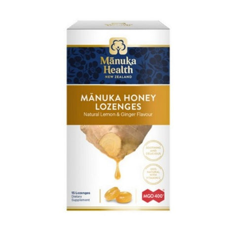 Manuka Health, Honey Lozenges, Ginger & Lemon 15 Lozenges
