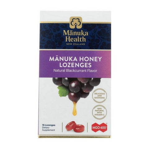 Manuka Health, Honey Lozenges, Blackcurrant 15 Lozenges