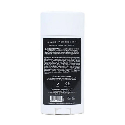 Zion Health, Clay Dry Bold Charcoal Mint Deodorant, 2.8 Oz