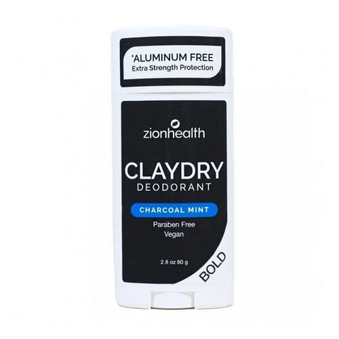 Zion Health, Clay Dry Bold Charcoal Mint Deodorant, 2.8 Oz