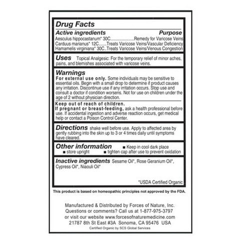 Forces of Nature, Varicose Vein Control Roll-on, 11 ml