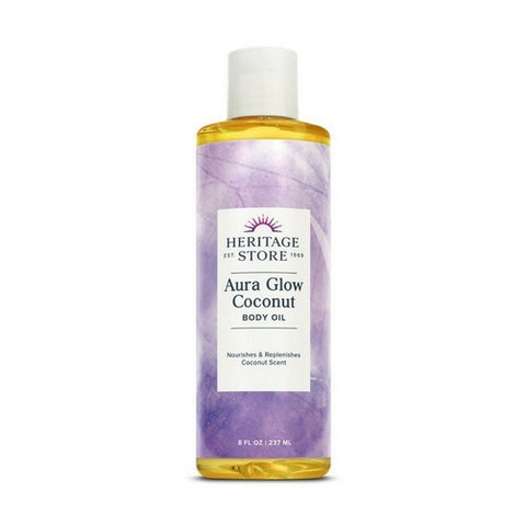 Heritage Store, Aura Glow Massage Lotion Coconut, 8 Oz