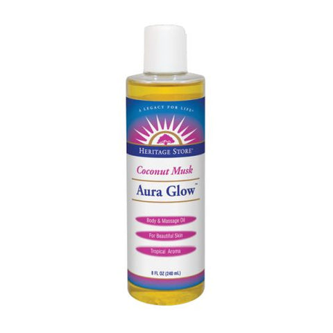 Heritage Store, Aura Glow Massage Lotion Coconut, 8 Oz