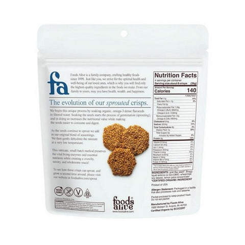 Foods Alive, Original Flax Crackers, 4 Oz