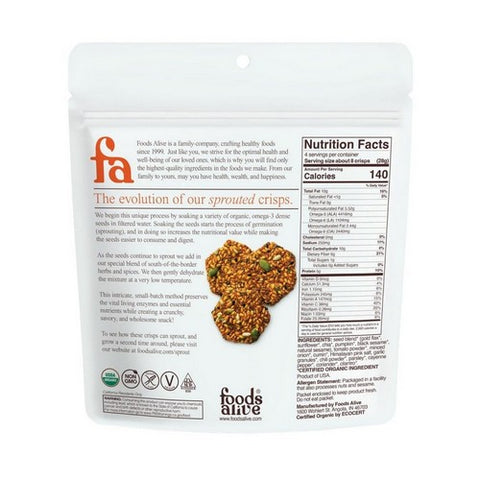 Foods Alive, Mexican Harvest Flax Crackers, 4 Oz