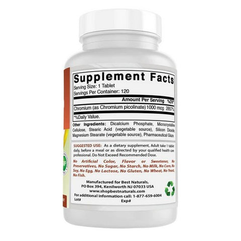 Best Naturals, Chromium Picolinate, 1000 mcg, 120 Tabs