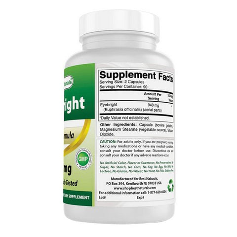 Best Naturals, Eyebright, 470 mg, 180 Caps