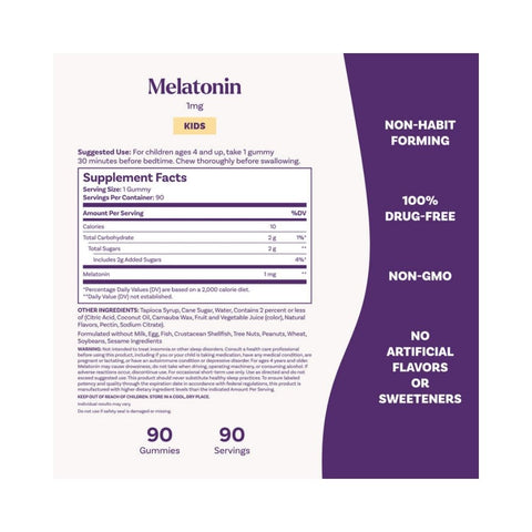 Natrol, Kids Melatonin Gummies, 1 mg, Berry 90 Count