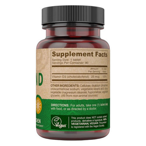 Deva Vegan Vitamins, Vegan Vitamin D3, 1000 IU, 90 Veg Tabs