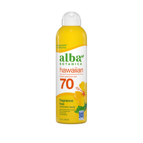 Alba Botanica, Maximum Sunscreen Clear Spray Broad Spectrum SPF70, 5 Oz