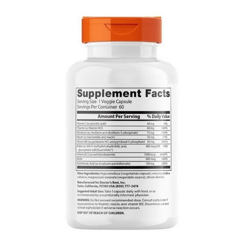 Doctors Best, Fully Active B Complex with Quatrefolic, 60 Veggie Caps