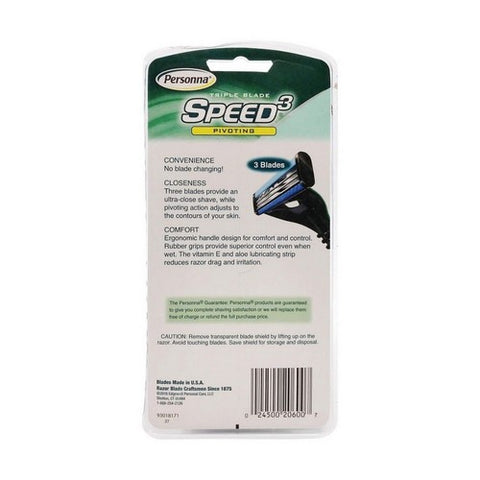 Personna, Triple Blade Speed 3 Pivoting Disposable Razor, 4 Count