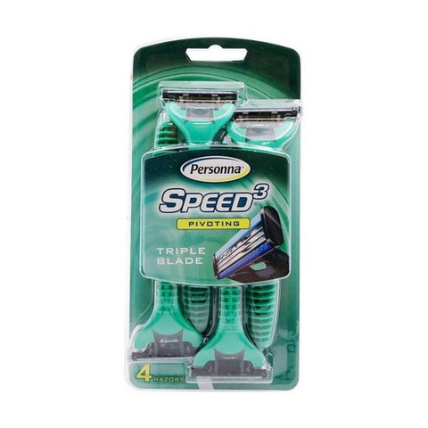 Personna, Triple Blade Speed 3 Pivoting Disposable Razor, 4 Count