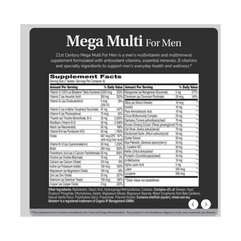 21st Century, 21st Century Mega Multi for Men, 90 Tabs