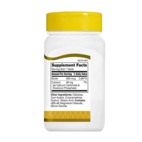 21st Century, Biotin, 800 mcg, 110 Tabs