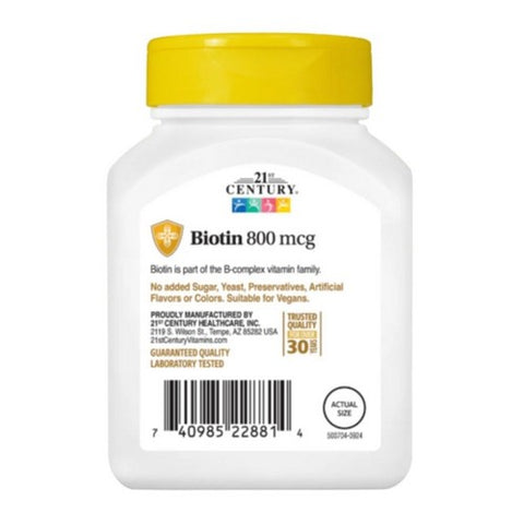 21st Century, Biotin, 800 mcg, 110 Tabs