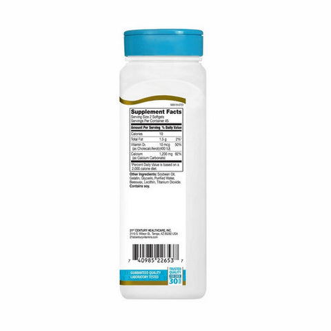 21st Century, 21st Century Liquid Filled Calcium 1200 mg + D3, 90 Caps