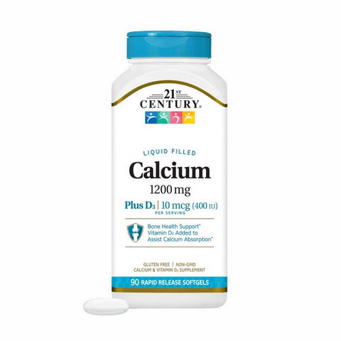 21st Century, 21st Century Liquid Filled Calcium 1200 mg + D3, 90 Caps