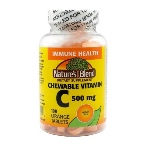 Nature's Blend, Nature'S Blend Vitamin C Chewable Tablets, 500 MG, 100 Tabs