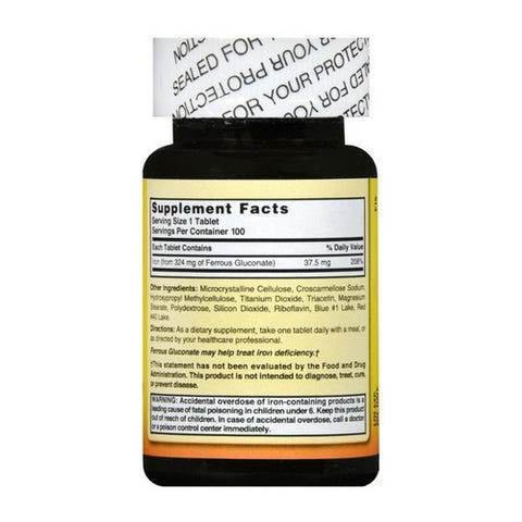 Nature's Blend, Nature's Blend Ferrous Gluconate Tablets, 324 mg, 100 Tabs
