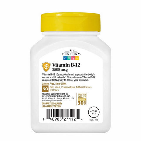 21st Century, 21st Century B-12 Tablets Sublingual, 2500 mcg, 110 Tabs