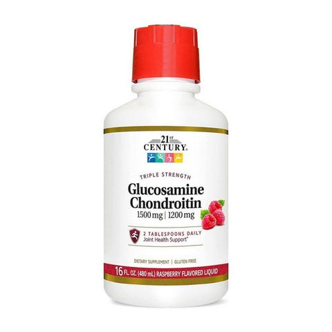 21st Century, Glucosamine Chondroitin Liquid Triple Strength Raspberry Flavored, 16 Oz