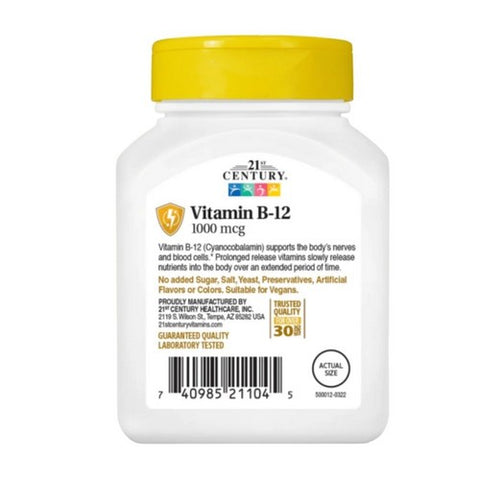 21st Century, B-12 Prolonged Release, 1000 mcg, 110 Tabs