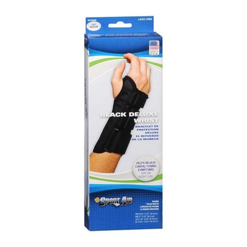 Sport Aid, Black Deluxe Wrist Left Medium, 1 Each