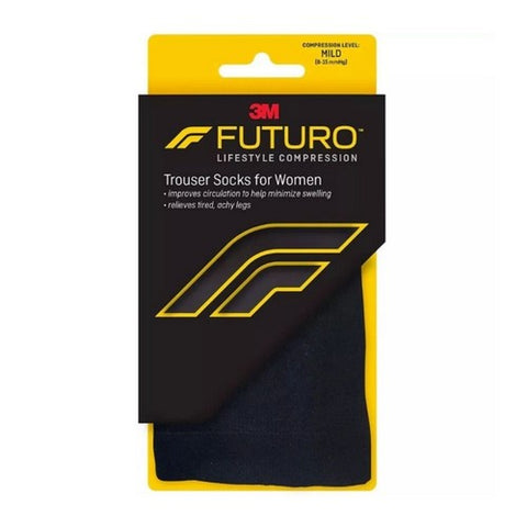 Futuro, Lifestyle Compression Trouser Socks for Women Mild, Black Large 1 Each