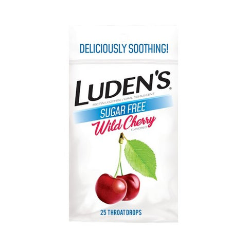 Ludens, Luden's Throat Drops Sugar Free Wild Cherry, 25 Each