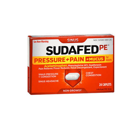 Sudafed Pe, Pressure+Pain+Mucus Caplet, 24 Tabs