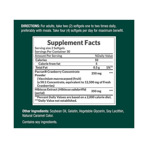 Nature's Bounty, Dual Spectrum Cranberry With Hibiscus Softgels, 60 Softgels