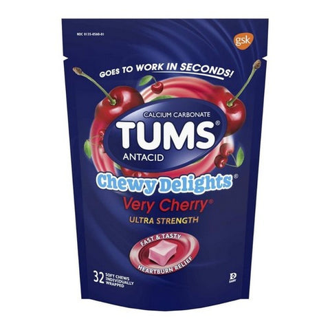 Nicorette, Tums Chewy Delights Ultra Strength Soft Chews Very Cherry, 32 Each