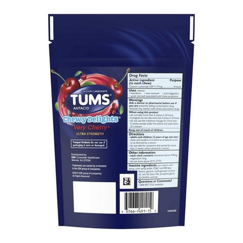 Nicorette, Tums Chewy Delights Ultra Strength Soft Chews Very Cherry, 32 Each