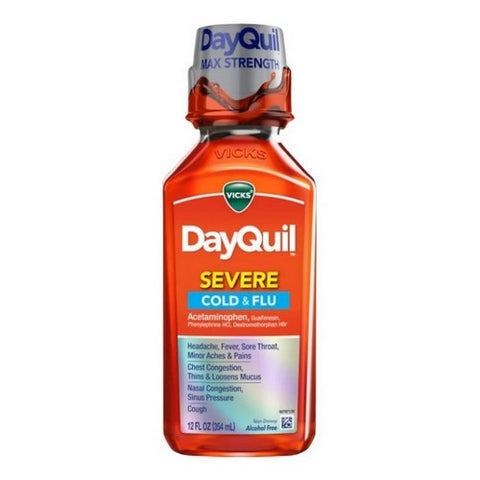 Vicks, Dayquil Severe Cold & Flu Liquid Max Strength, 12 Oz