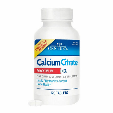 21st Century, 21st Century Calcium Citrate Maximum + D3 Tablets, 120 Tabs