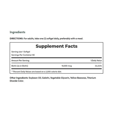 Nature's Bounty, Biotin, 10000 mcg, 90 Caps