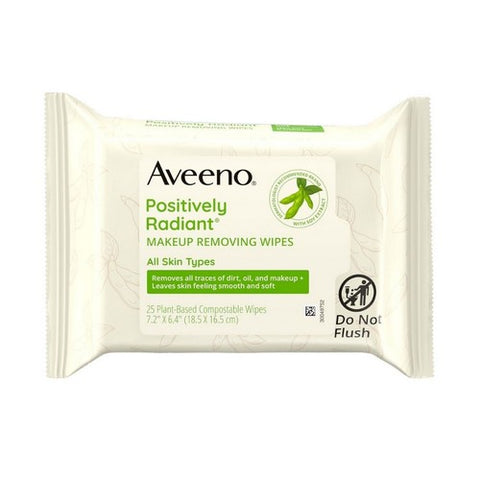 Aveeno, Active Naturals Positively Radiant Makeup Removing Wipes, 25 Each