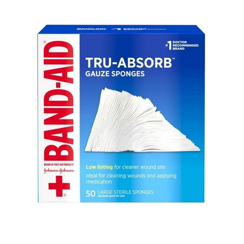 Band-Aid, Mirasorb Gauze Sponges Large 4 inch x 4 inch, 50 Each
