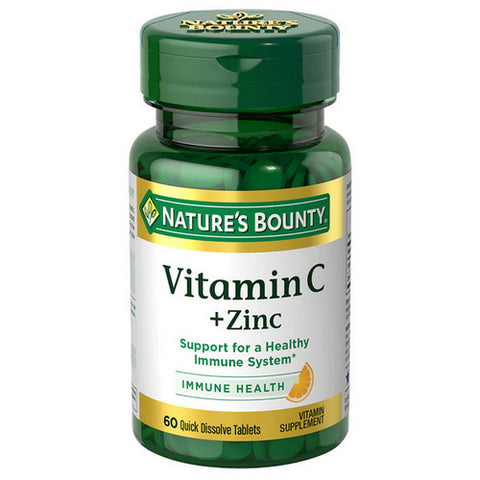 Nature's Bounty, Nature's Bounty Vitamin C plus Zinc Quick Dissolve Tablets, 60 Tablets