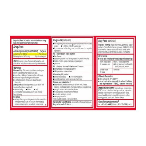 Tylenol, Extra Strength Pain Reliever And Sleep Aid Acetaminophen, 24 Caps