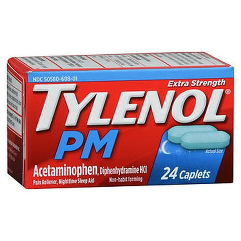 Tylenol, Extra Strength Pain Reliever And Sleep Aid Acetaminophen, 24 Caps