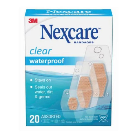 Nexcare, Waterproof Clear Bandages One Size, 20 Each