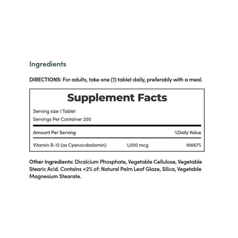 Nature's Bounty, B-12 Coated Tablets, 1000 mcg, 200 Tabs