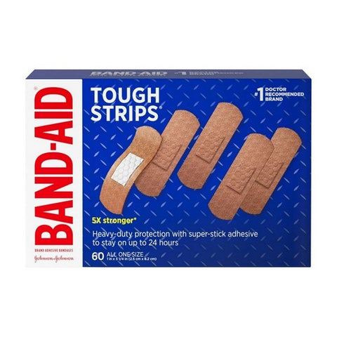 Band-Aid, Tough Strips Adhesive Bandages All One Size, 60E ach