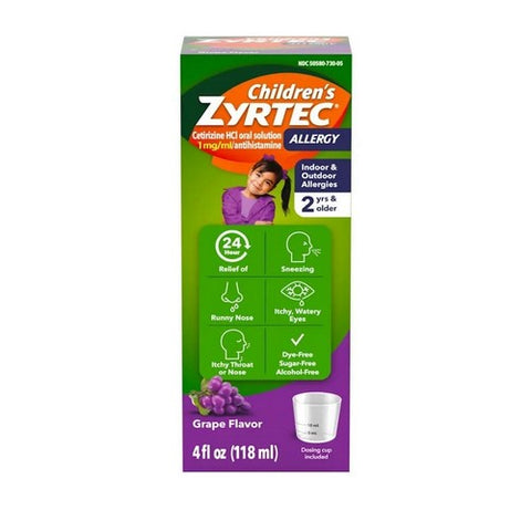 Zyrtec, Children's 24 Allergy Syrup Grape, 4 Oz