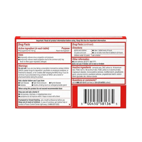 Sudafed Pe, Sudafed Congestion Tablets, 36 Tabs