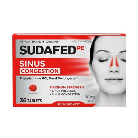 Sudafed Pe, Sudafed Congestion Tablets, 36 Tabs