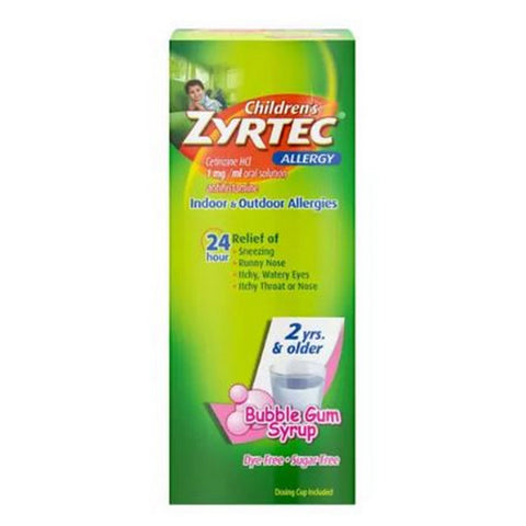 Zyrtec, Childrens Allergy Bubble Gum Syrup, 4 Oz